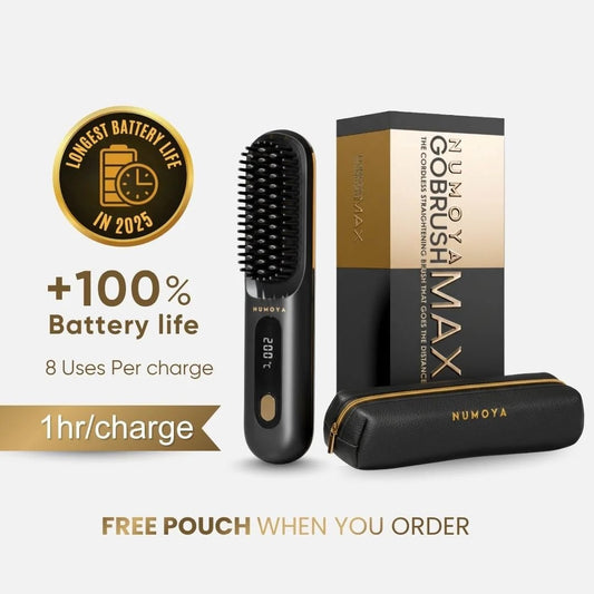 Numoya Portable Straightener Brush - GoBrush MAX + FREE Leather Pouch